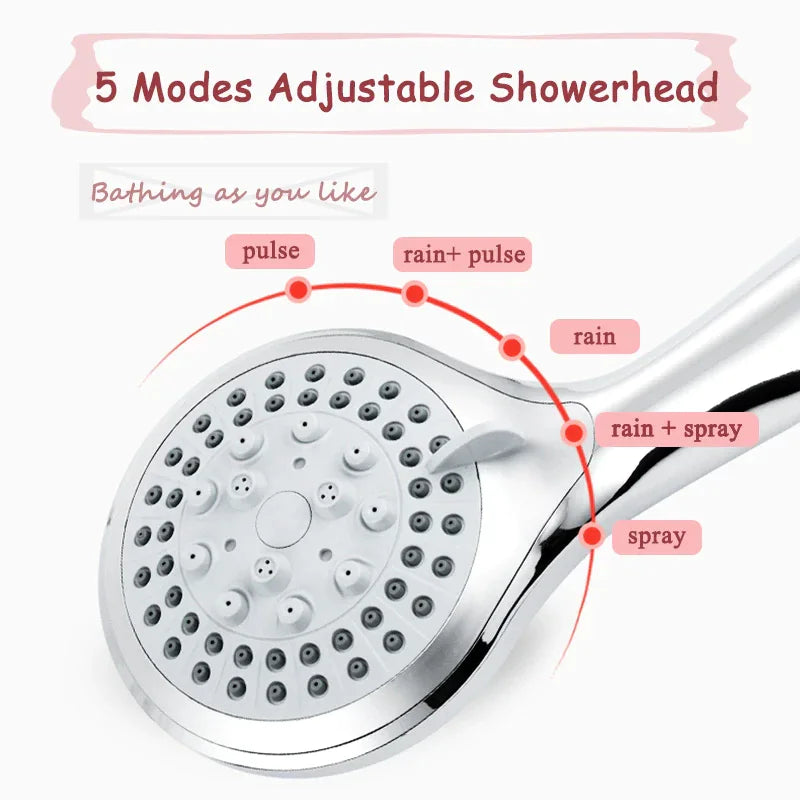 Multi-Function Handheld Showerhead & 5ft Hose