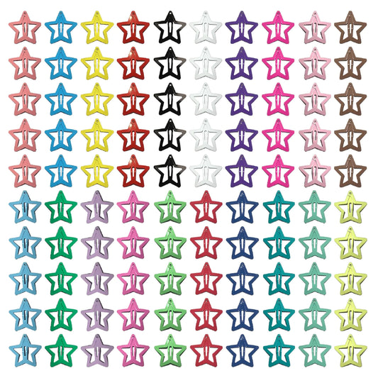 Hair Clips for Girls CYBAUG 100-Pack Star Metal Hair Clips for ToddlersKidsWomen Cute Snap Hair Barrettes for Fine/Thick Hair Candy Color Hair Accessories