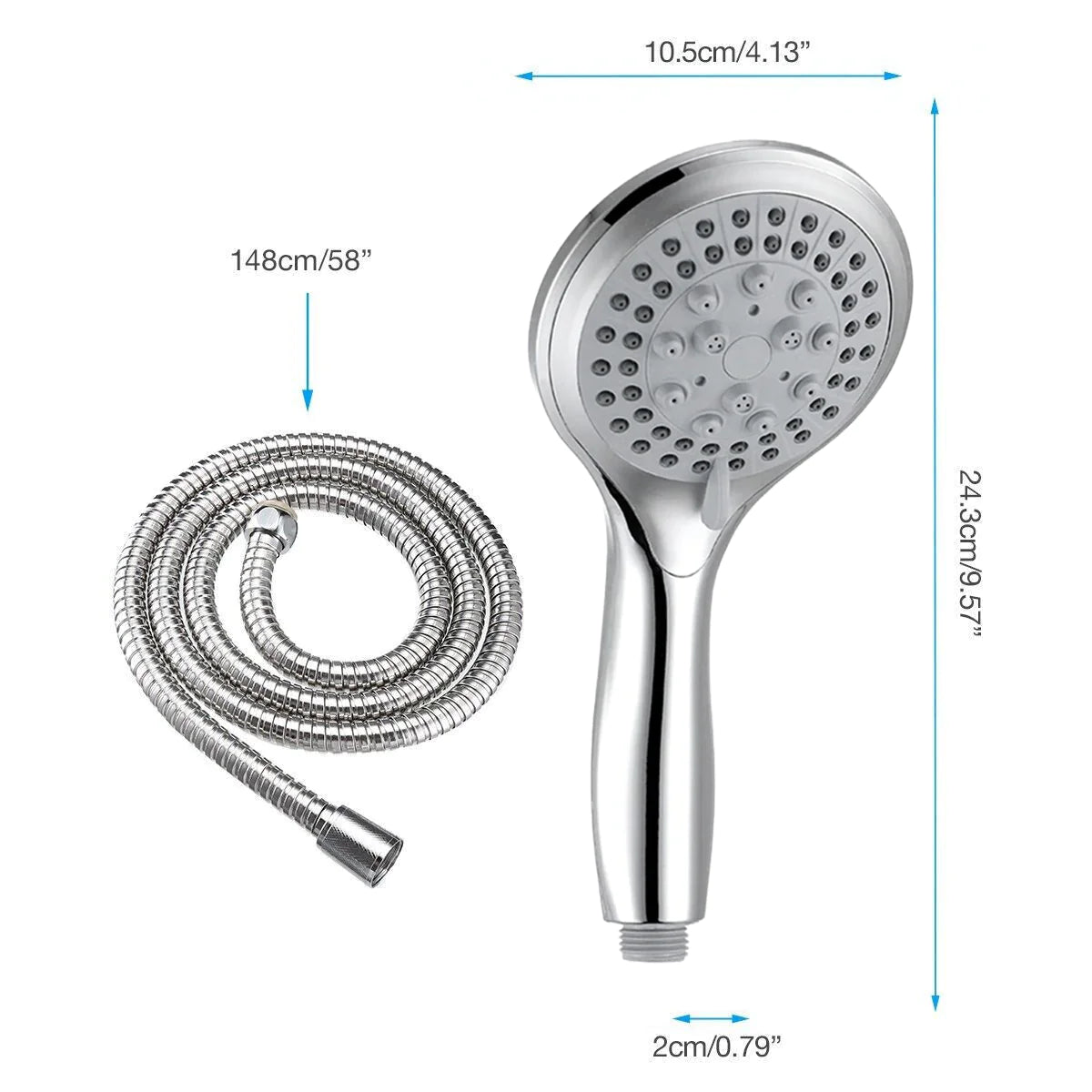 Multi-Function Handheld Showerhead & 5ft Hose