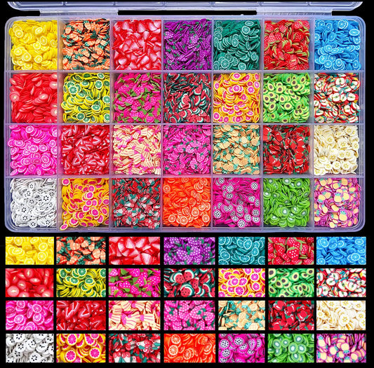 EHOPE 17500Pcs Polymer Fruit Slices Fruit Nail Art Slices 3D Polymer Slices Polymer Clay Slice Nail Art Slices Colorful Making Supplies for DIY Crafts Nail Art and Cellphone Decorations(28 Styles)
