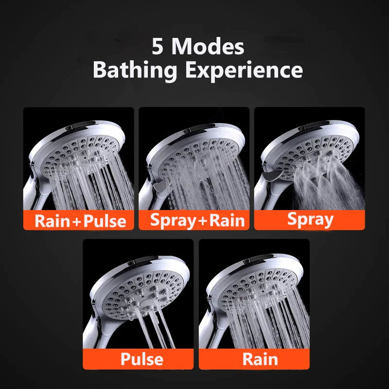 Multi-Function Handheld Showerhead & 5ft Hose